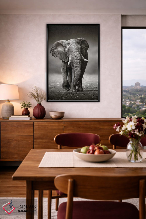 تابلو دکوراتیو نزدیک شدن فیل از روبرو اثر یوهان سوانپوئل - D5B