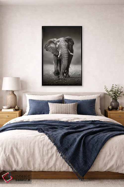 تابلو دکوراتیو نزدیک شدن فیل از روبرو اثر یوهان سوانپوئل - D6B
