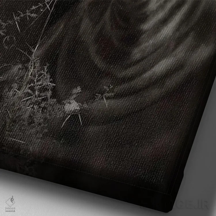 تابلو دکوراتیو زرافه در حال غذا خوردن اثر یوهان سوانپوئل - نمای نزدیک بافت بوم