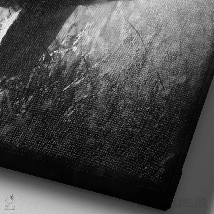 تابلو دکوراتیو شیر در حال تکاندن آب از یال خود اثر یوهان سوانپوئل - نمای نزدیک بافت بوم