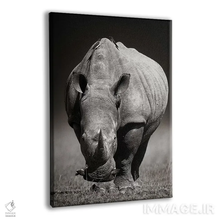 تابلو دکوراتیو کرگدن سفید در دو رنگ اثر یوهان سوانپوئل - نمای پرسپکتیو محصول