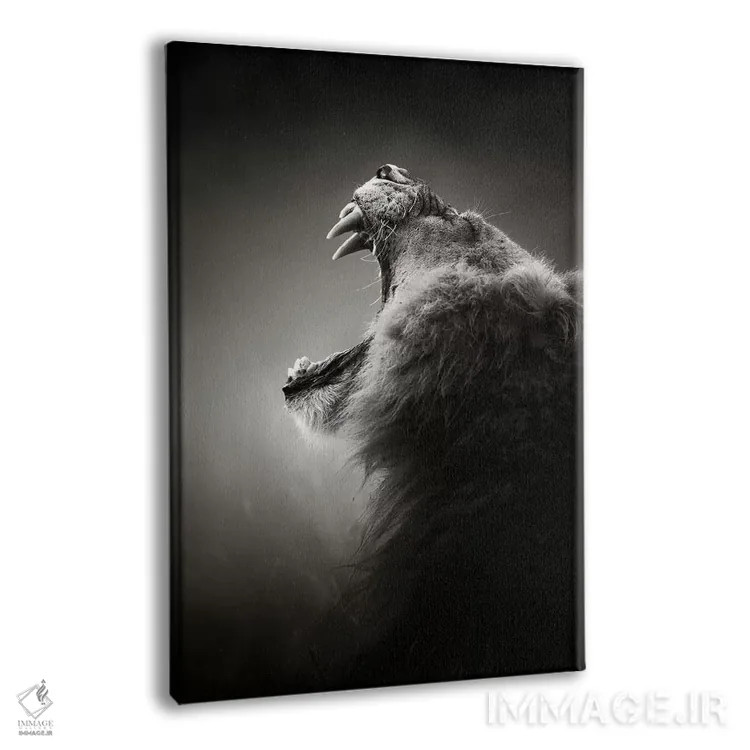 تابلو دکوراتیو شیر با دندان های ترسناک و آشکارشده اثر یوهان سوانپوئل - نمای پرسپکتیو محصول