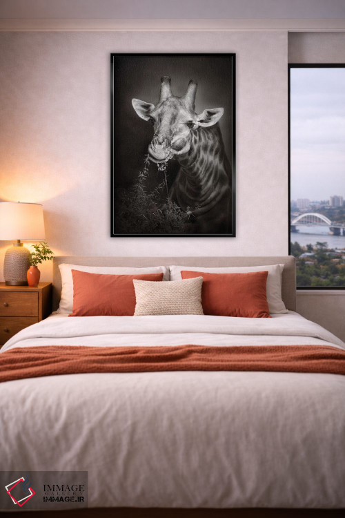 تابلو دکوراتیو زرافه در حال غذا خوردن اثر یوهان سوانپوئل - D5B
