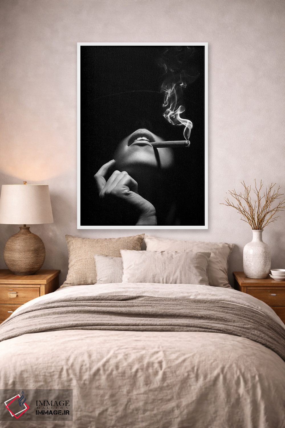 تابلو دکوراتیو زن در حال سیگار کشیدن اثر یوهان سوانپوئل - D1W