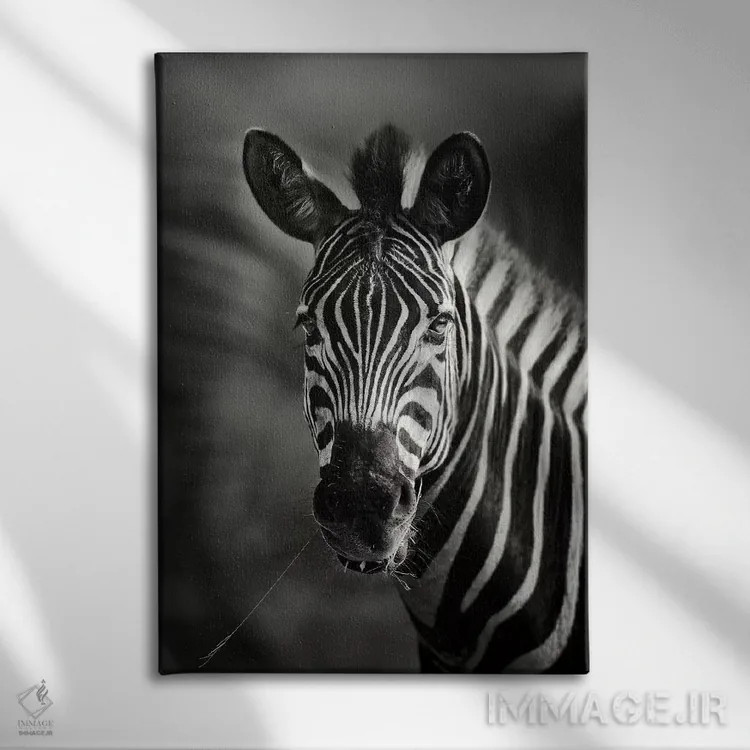 تابلو دکوراتیو نمای نزدیک پرتره گورخر اثر یوهان سوانپوئل - نمای روبهرو روی دیوار