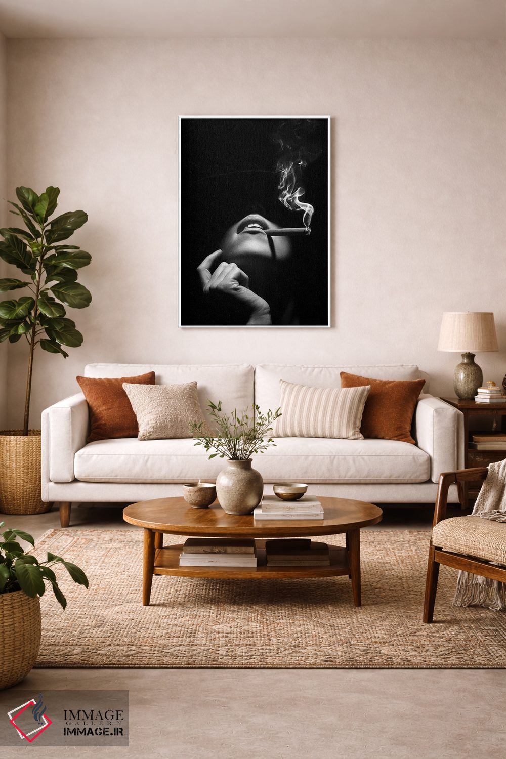 تابلو دکوراتیو زن در حال سیگار کشیدن اثر یوهان سوانپوئل - D3W