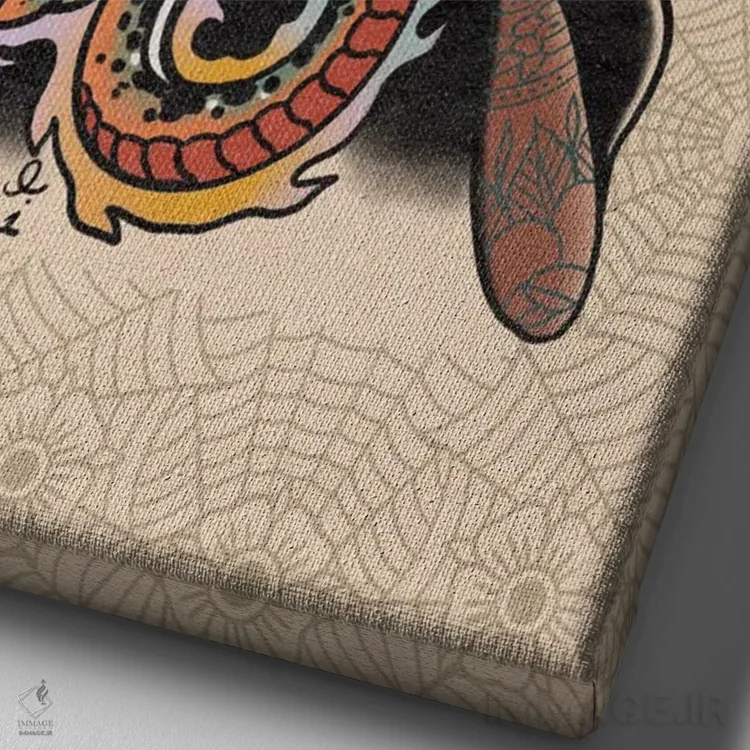 تابلو دکوراتیو عشق نیش مار اثر جسیکا ا. - نمای نزدیک بافت بوم