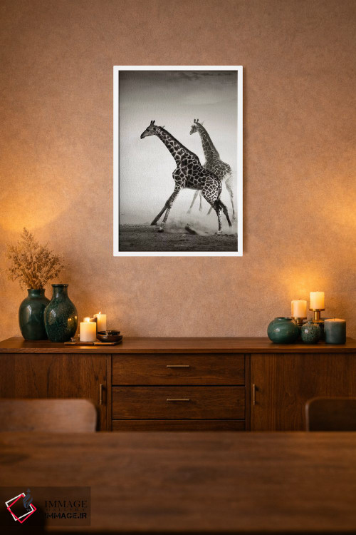 تابلو دکوراتیو زرافه ها در حال فرار اثر یوهان سوانپوئل - D1W