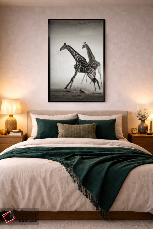 تابلو دکوراتیو زرافه ها در حال فرار اثر یوهان سوانپوئل - D3B