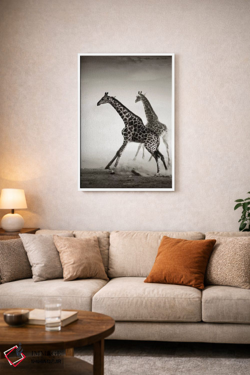 تابلو دکوراتیو زرافه ها در حال فرار اثر یوهان سوانپوئل - D2W