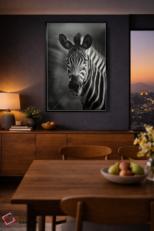 تابلو دکوراتیو نمای نزدیک پرتره گورخر اثر یوهان سوانپوئل - D2B