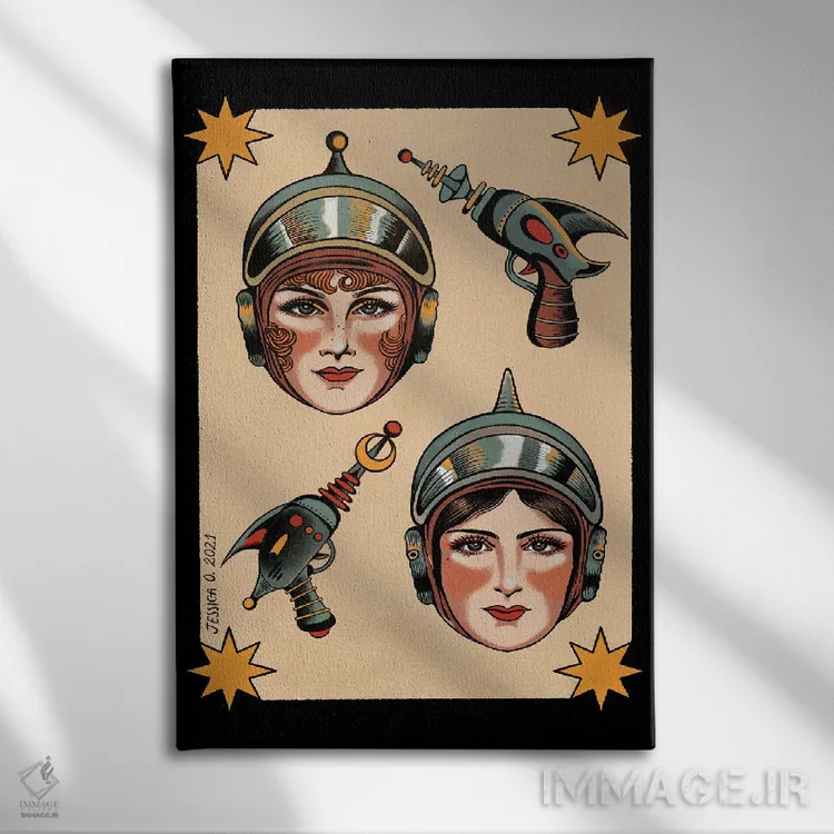 تابلو دکوراتیو جوجه های ستاره ای اثر جسیکا ا. - نمای روبهرو روی دیوار