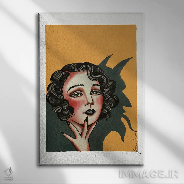 تابلو دکوراتیو سایه ها اثر جسیکا ا. - نمای روبهرو روی دیوار