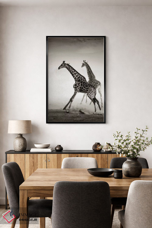 تابلو دکوراتیو زرافه ها در حال فرار اثر یوهان سوانپوئل - D4B