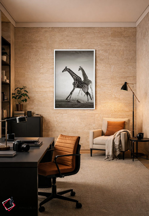 تابلو دکوراتیو زرافه ها در حال فرار اثر یوهان سوانپوئل - D5W