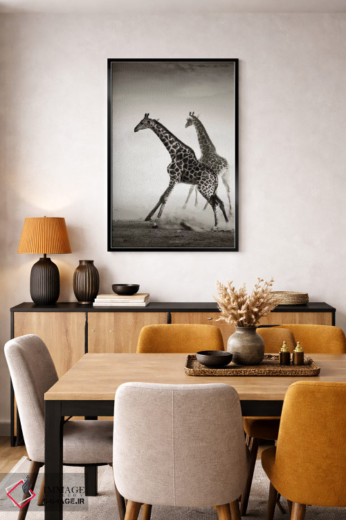 تابلو دکوراتیو زرافه ها در حال فرار اثر یوهان سوانپوئل - D6B