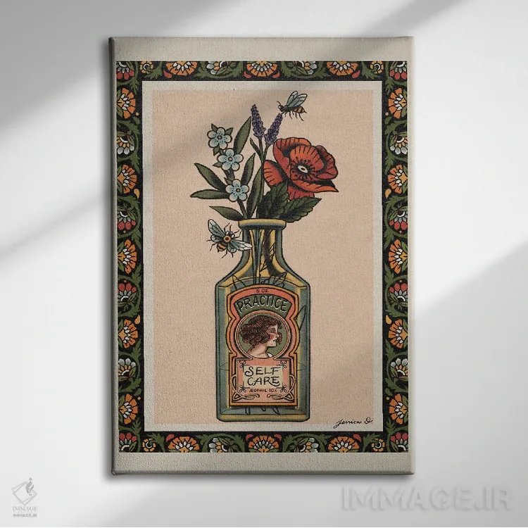 تابلو دکوراتیو مراقبت از خود اثر جسیکا ا. - نمای روبهرو روی دیوار