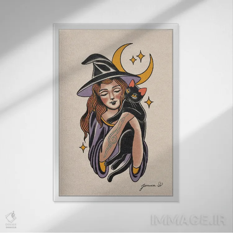 تابلو دکوراتیو جادوگر شیرین اثر جسیکا ا. - نمای قابدار سفید