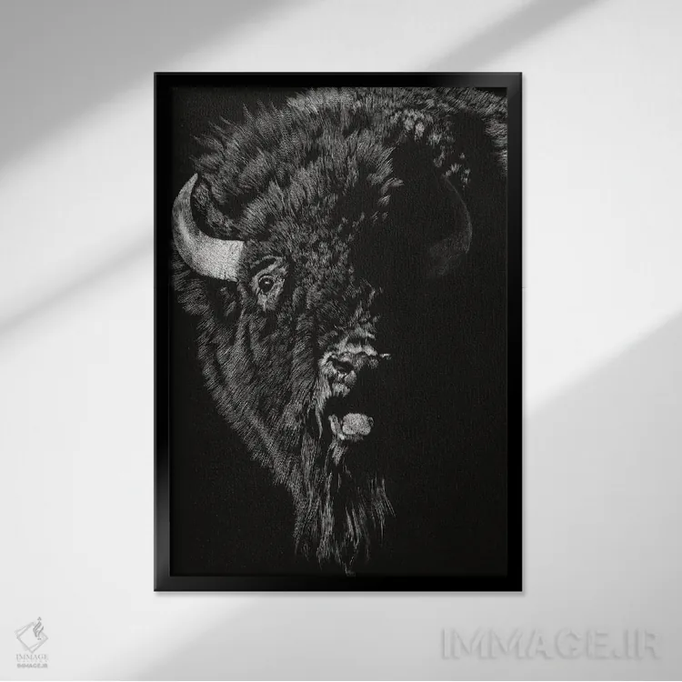 تابلو دکوراتیو کنده کاری وحشی ۴ اثر جولی تی. چاپمن - نمای قابدار مشکی