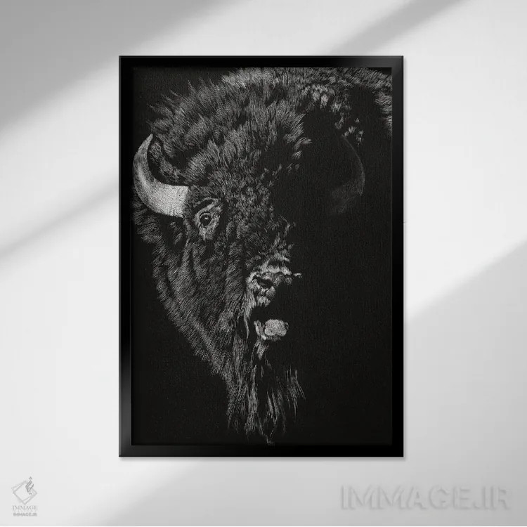 تابلو دکوراتیو کنده کاری وحشی ۴ اثر جولی تی. چاپمن - نمای قابدار مشکی