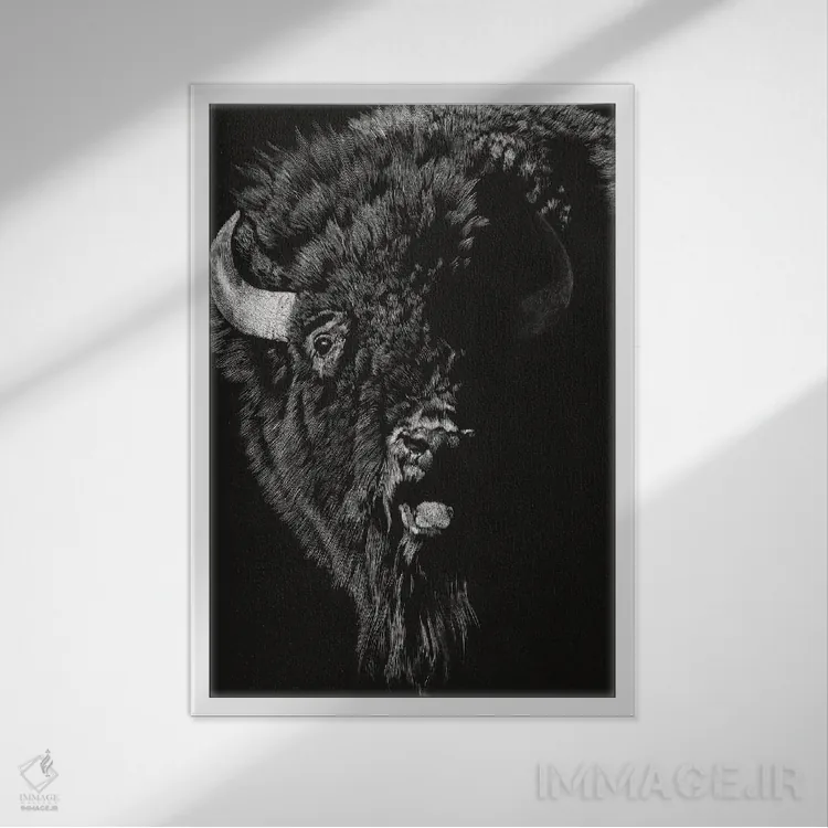 تابلو دکوراتیو کنده کاری وحشی ۴ اثر جولی تی. چاپمن - نمای قابدار سفید