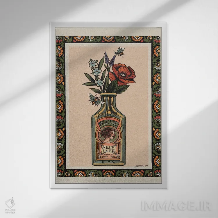 تابلو دکوراتیو مراقبت از خود اثر جسیکا ا. - نمای قابدار سفید