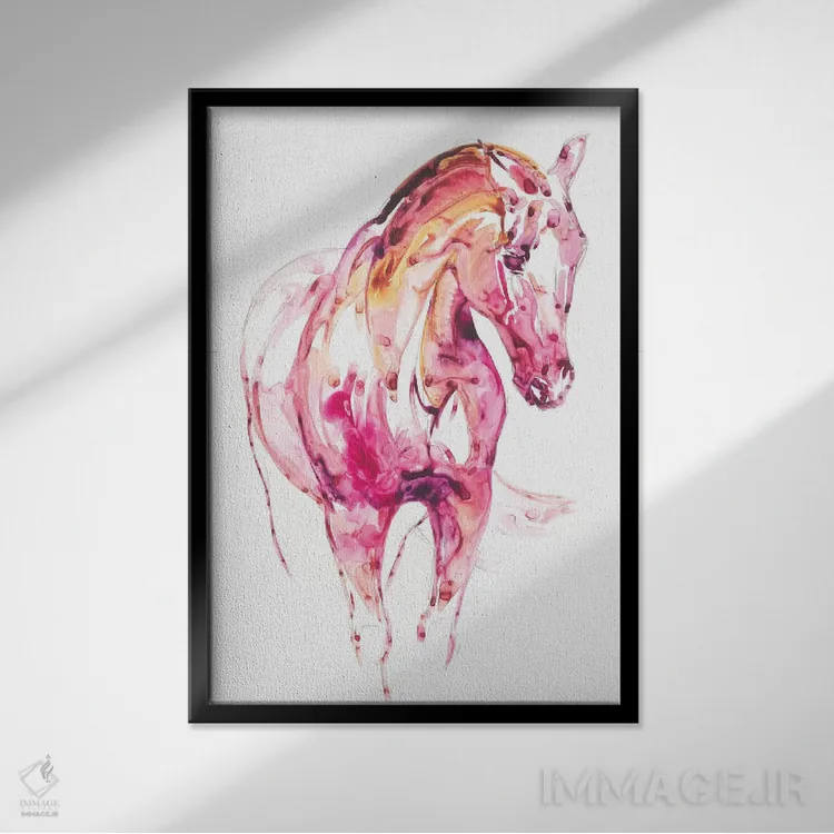 تابلو دکوراتیو اسب گارنت ۳ اثر جولی تی. چاپمن - نمای قابدار مشکی
