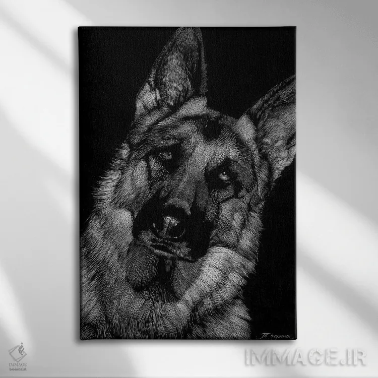 تابلو دکوراتیو حکاکی سگ ها شماره ۲ اثر جولی تی. چاپمن - نمای روبهرو روی دیوار