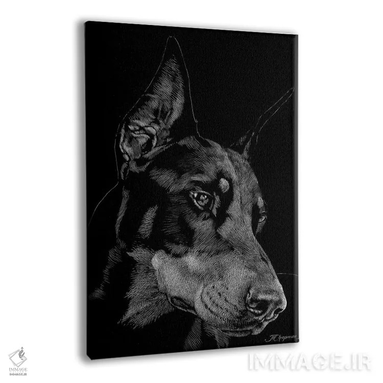 تابلو دکوراتیو حکاکی سگ ها شماره ۳ اثر جولی تی. چاپمن - نمای پرسپکتیو محصول