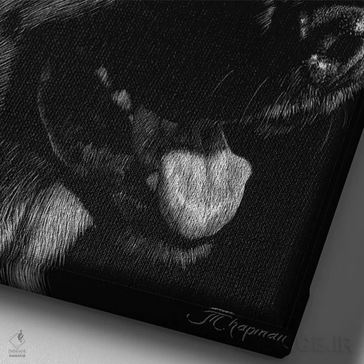 تابلو دکوراتیو حکاکی سگ ها شماره ۱ اثر جولی تی. چاپمن - نمای نزدیک بافت بوم