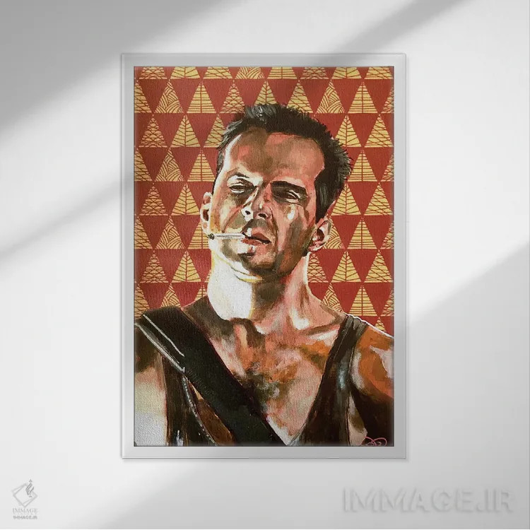 تابلو دکوراتیو کریسمس جان سخت اثر جوئل تش - نمای قابدار سفید