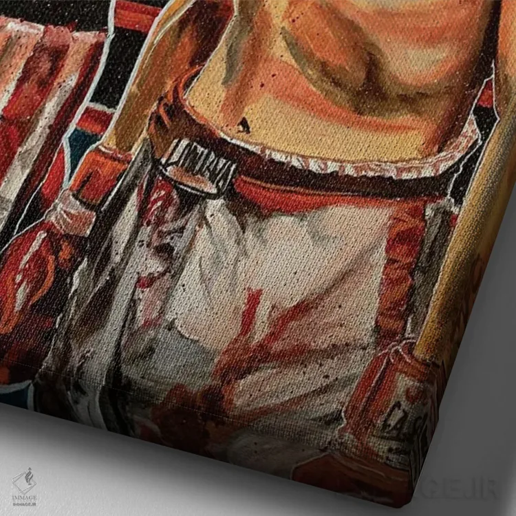تابلو دکوراتیو گلادیاتورها اثر جوئل تش - نمای نزدیک بافت بوم