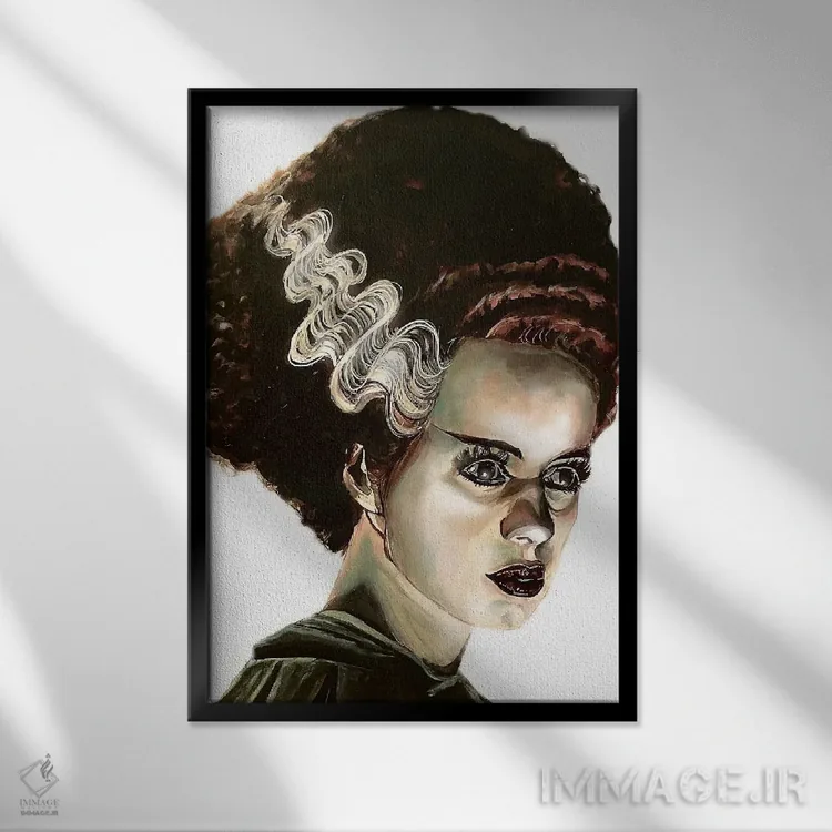 تابلو دکوراتیو عروس فرانکشتاین اثر جوئل تش - نمای قابدار مشکی