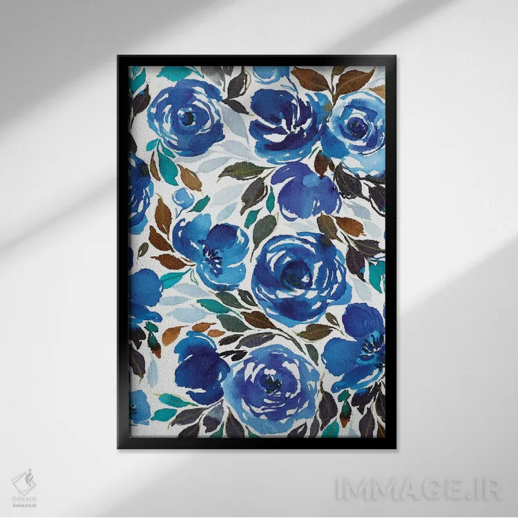 تابلو دکوراتیو گل های آبرنگی اثر جوی تینگ - نمای قابدار مشکی