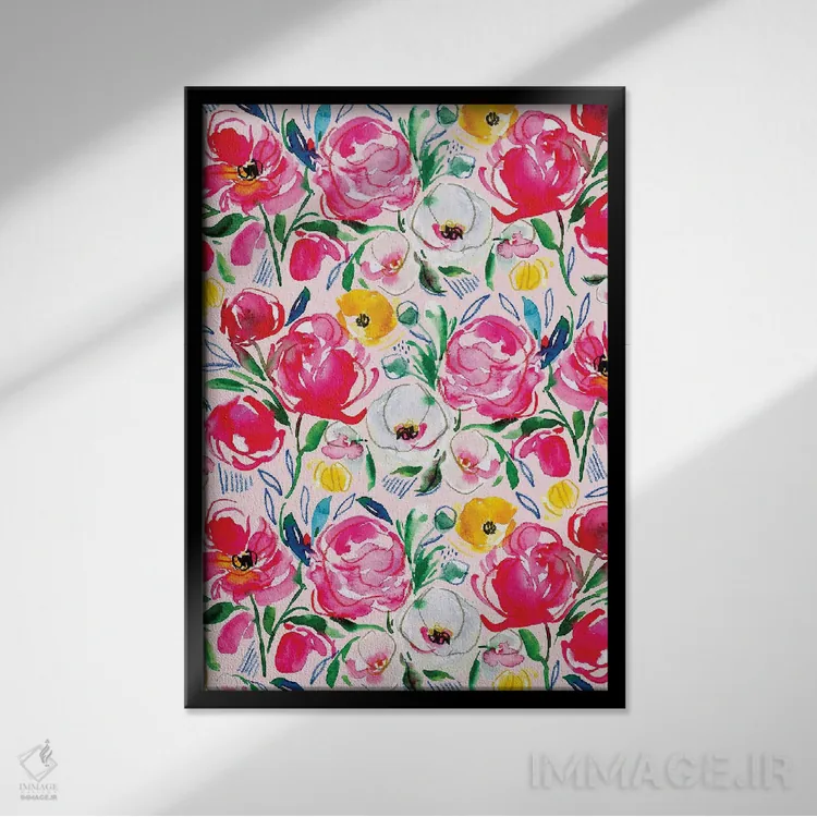 تابلو دکوراتیو سرگرمی گل ها شماره ۲ اثر جوی تینگ - نمای قابدار مشکی