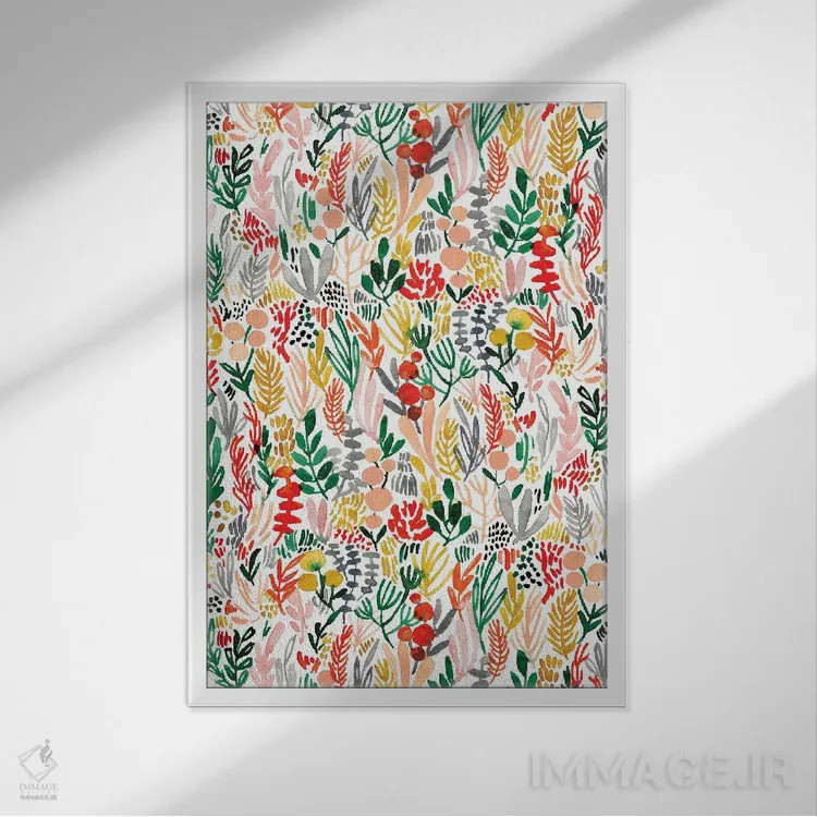 تابلو دکوراتیو گل های هلو شماره ۶ اثر جوی تینگ - نمای قابدار سفید