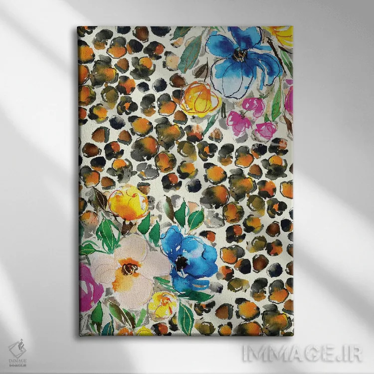 تابلو دکوراتیو نقش حیوانی گل دار اثر جوی تینگ - نمای روبهرو روی دیوار