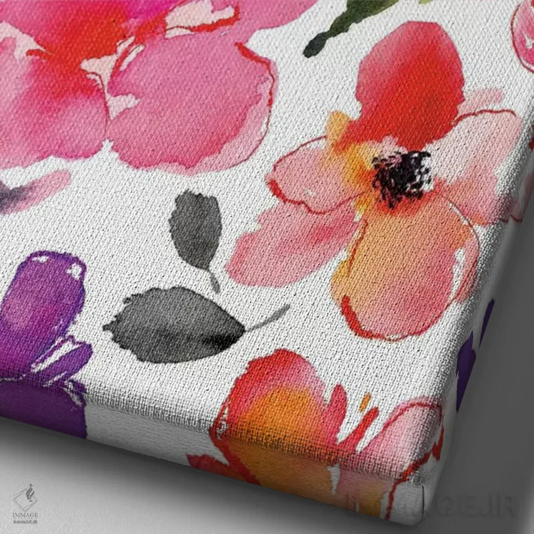تابلو دکوراتیو شکوفه ها شماره ۵ اثر جوی تینگ - نمای نزدیک بافت بوم