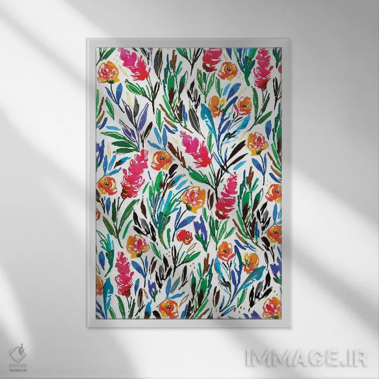 تابلو دکوراتیو سرگرمی گل ها شماره ۳ اثر جوی تینگ - نمای قابدار سفید