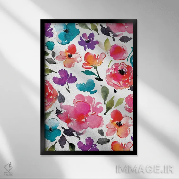 تابلو دکوراتیو شکوفه ها شماره ۵ اثر جوی تینگ - نمای قابدار مشکی