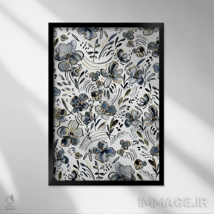تابلو دکوراتیو شکوفه ها شماره ۹ اثر جوی تینگ - نمای قابدار مشکی