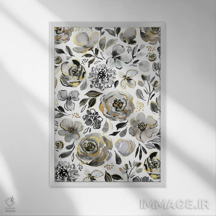 تابلو دکوراتیو شکوفه های روزمره اثر جوی تینگ - نمای قابدار سفید