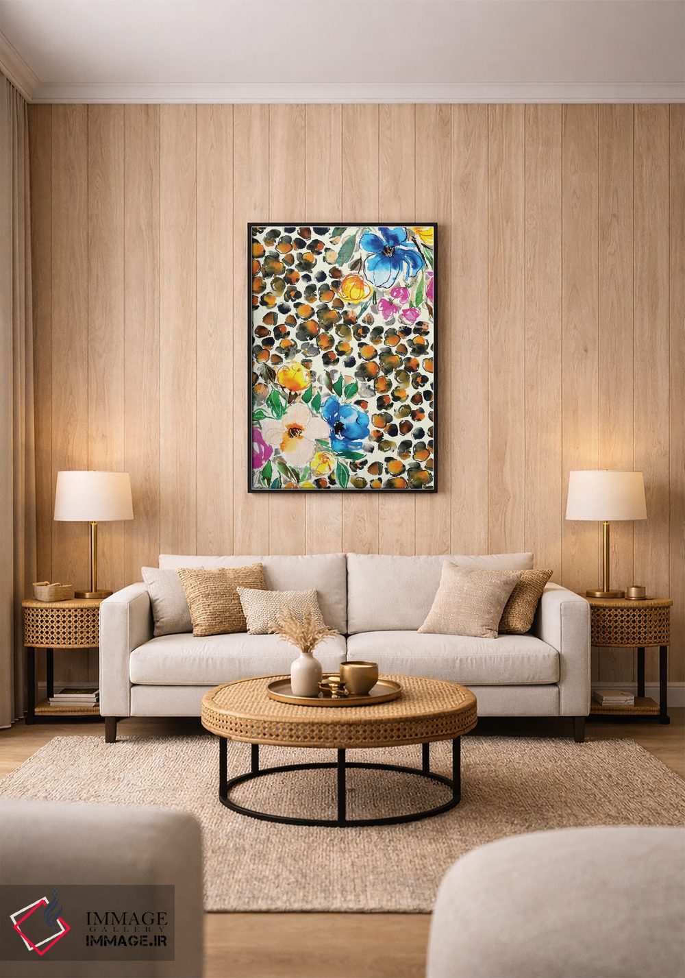 تابلو دکوراتیو نقش حیوانی گل دار اثر جوی تینگ - D2B