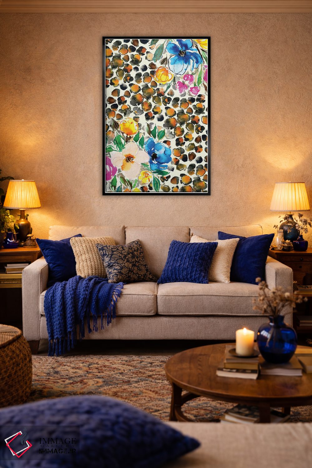 تابلو دکوراتیو نقش حیوانی گل دار اثر جوی تینگ - D6B