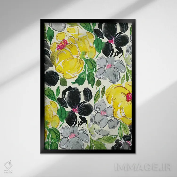 تابلو دکوراتیو گل های مجلل شماره ۱ اثر جوی تینگ - نمای قابدار مشکی