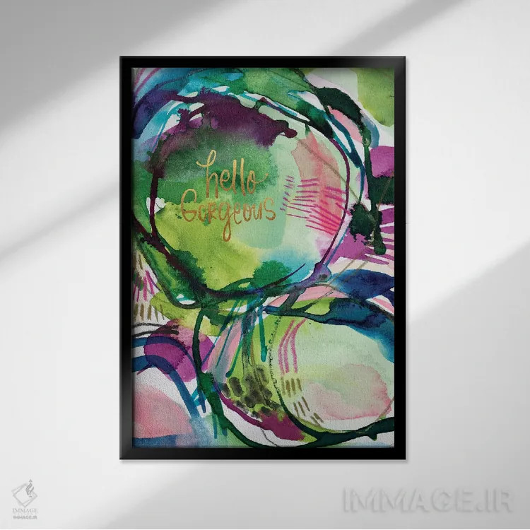 تابلو انتزاعی الهام نقاشانه شماره ۱ اثر جوی تینگ - نمای قابدار مشکی