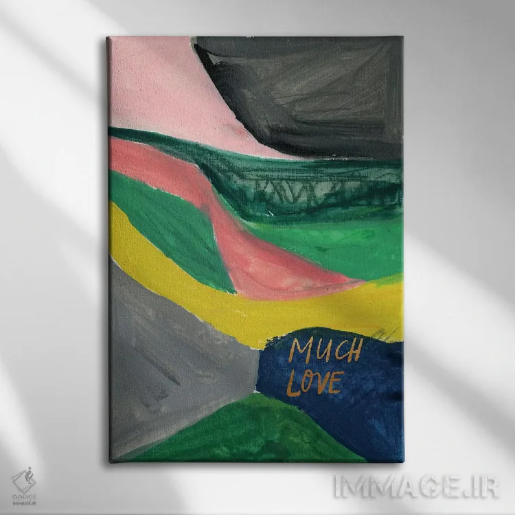 تابلو انتزاعی بلوک رنگی نقاشانه شماره ۹ اثر جوی تینگ - نمای روبهرو روی دیوار