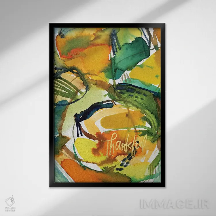 تابلو انتزاعی الهام نقاشانه شماره ۳ اثر جوی تینگ - نمای قابدار مشکی