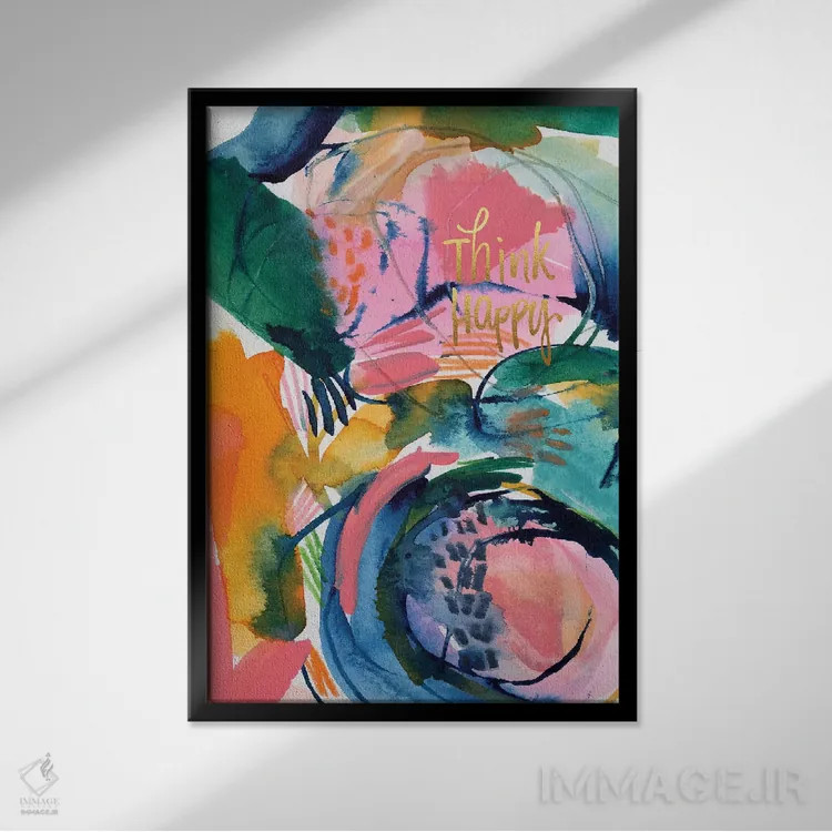 تابلو انتزاعی الهام نقاشانه شماره ۲ اثر جوی تینگ - نمای قابدار مشکی