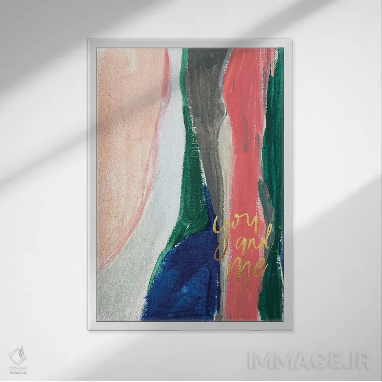 تابلو انتزاعی بلوک رنگی نقاشانه شماره ۳ اثر جوی تینگ - نمای قابدار سفید